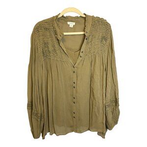 Sundance‎ Blouse Tank set Women's Size Small Long Sleeve Ruffles Green